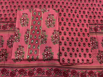 Cotton Embroidery Suit with Cotton Dupatta