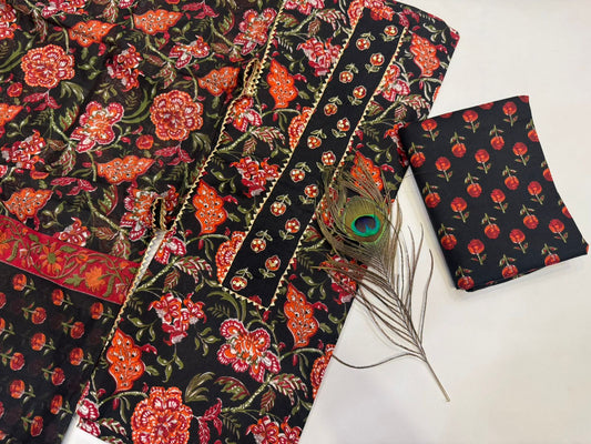 Cotton Embroidery Suit with Cotton Dupatta