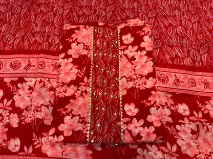 Cotton Embroidery Suit with Cotton Dupatta