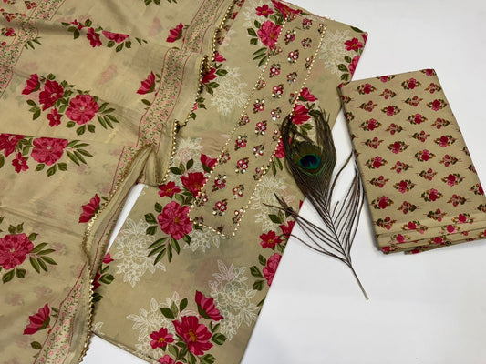 Cotton Embroidery Suit with Cotton Dupatta