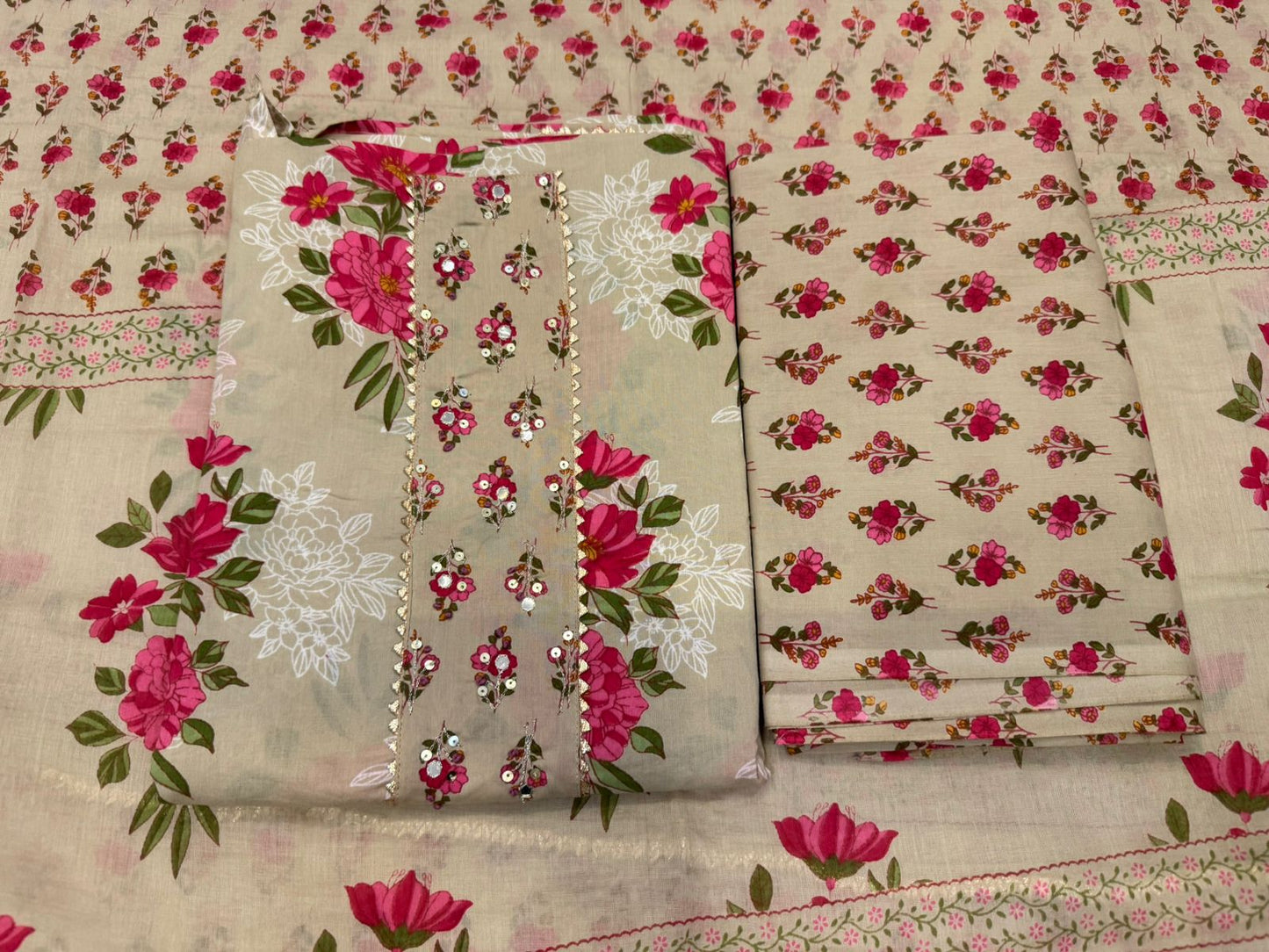 Cotton Embroidery Suit with Cotton Dupatta
