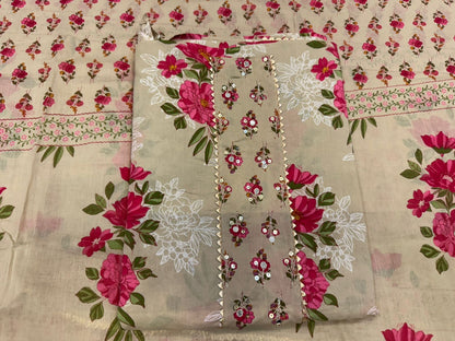 Cotton Embroidery Suit with Cotton Dupatta
