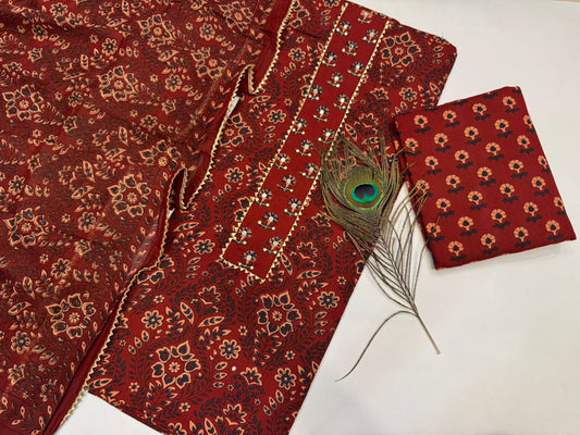 Cotton Embroidery Suit with Cotton Dupatta
