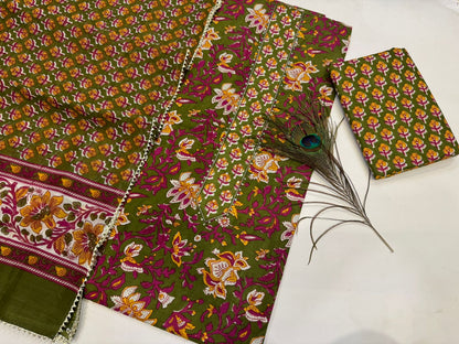 Cotton Embroidery Suit with Cotton Dupatta