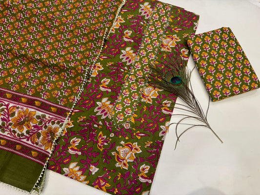 Cotton Embroidery Suit with Cotton Dupatta