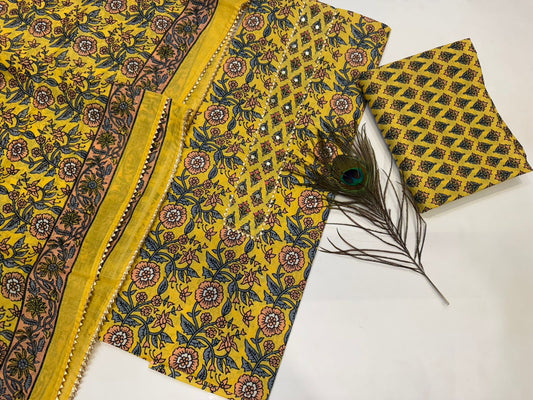 Cotton Embroidery Suit with Cotton Dupatta