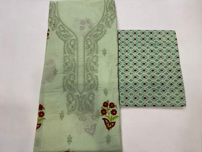 Cotton Self Embroidery Suit with Cotton Dupatta