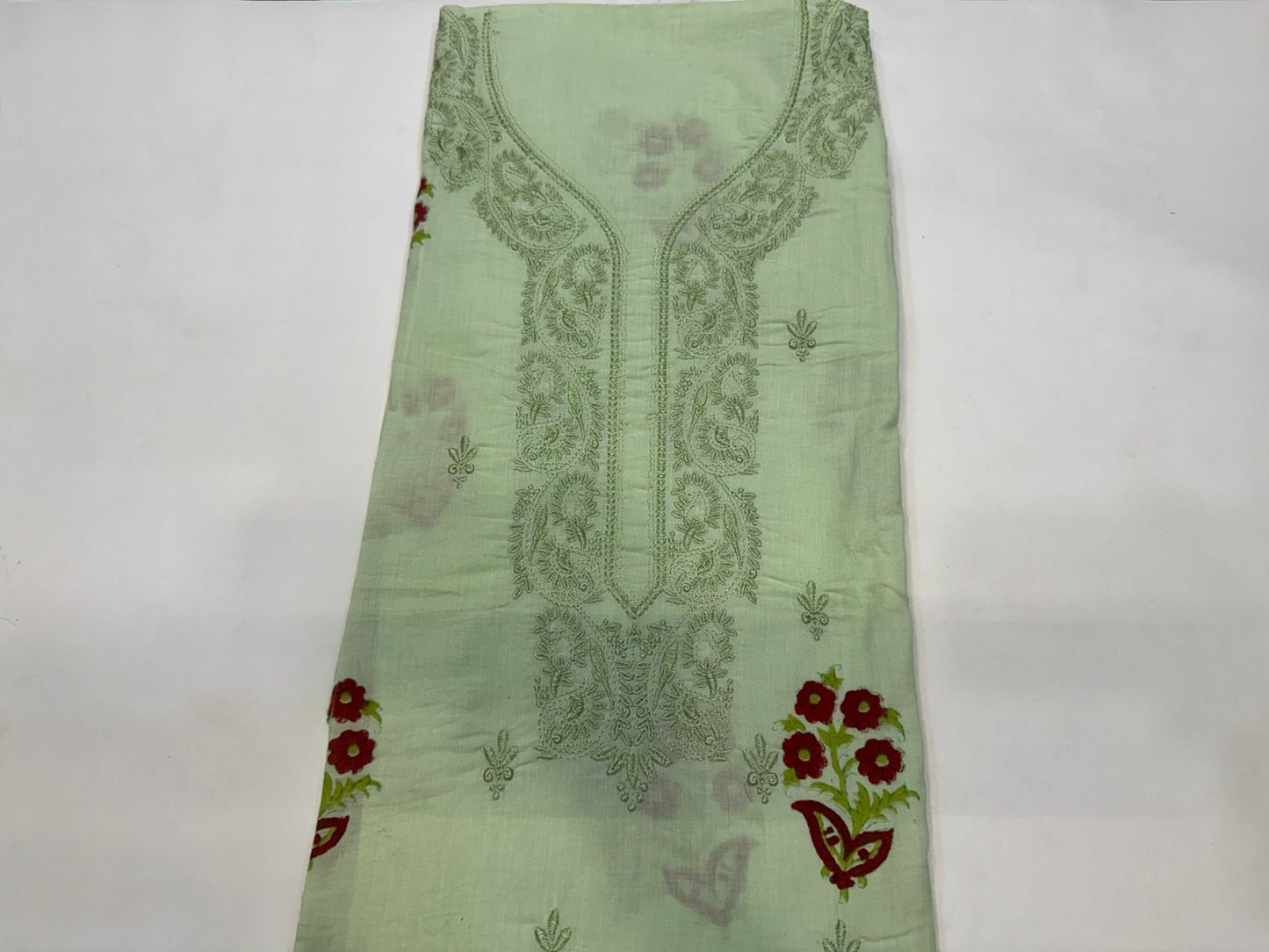 Cotton Self Embroidery Suit with Cotton Dupatta