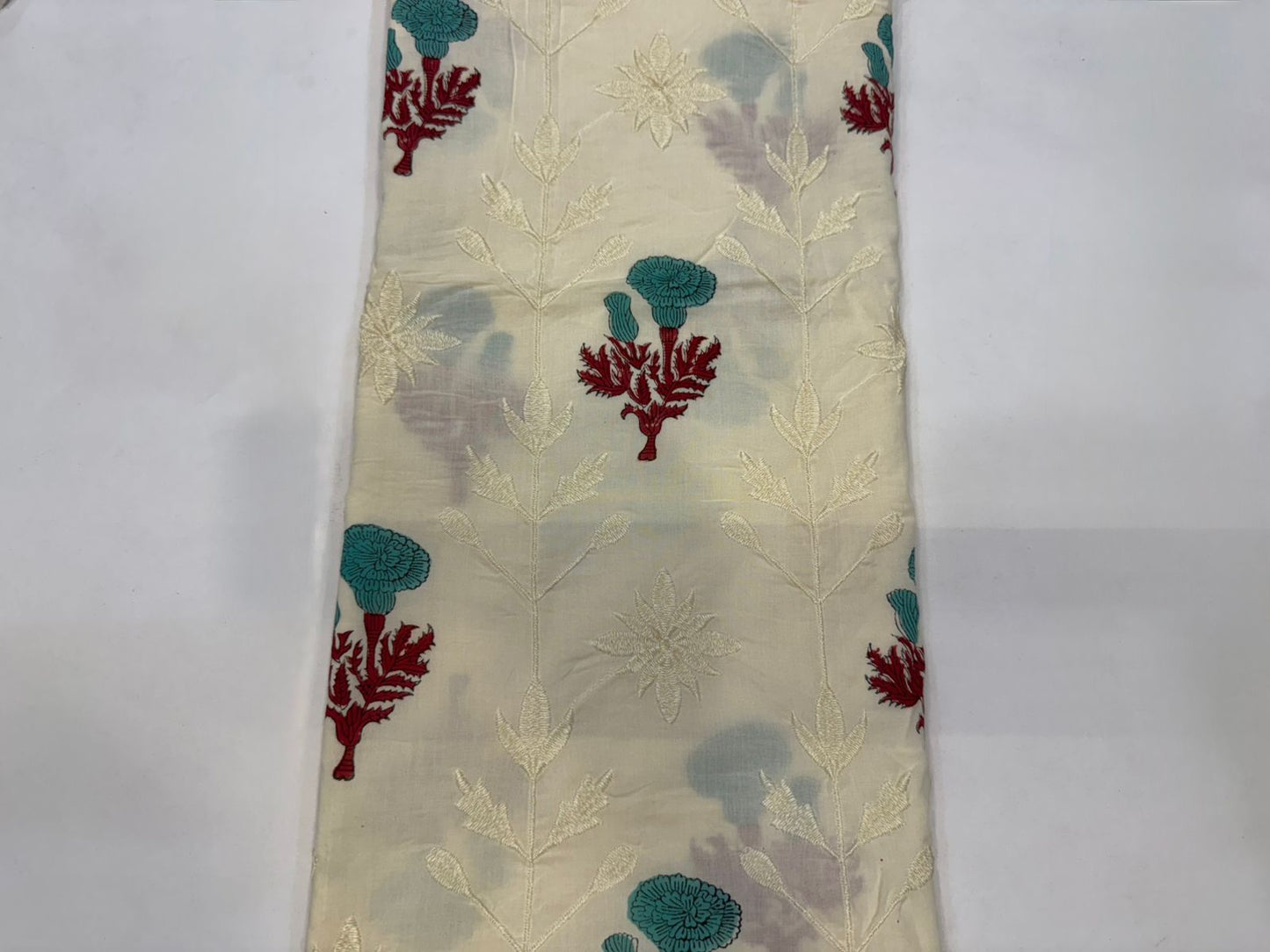 Cotton Self Embroidery Suit with Cotton Dupatta