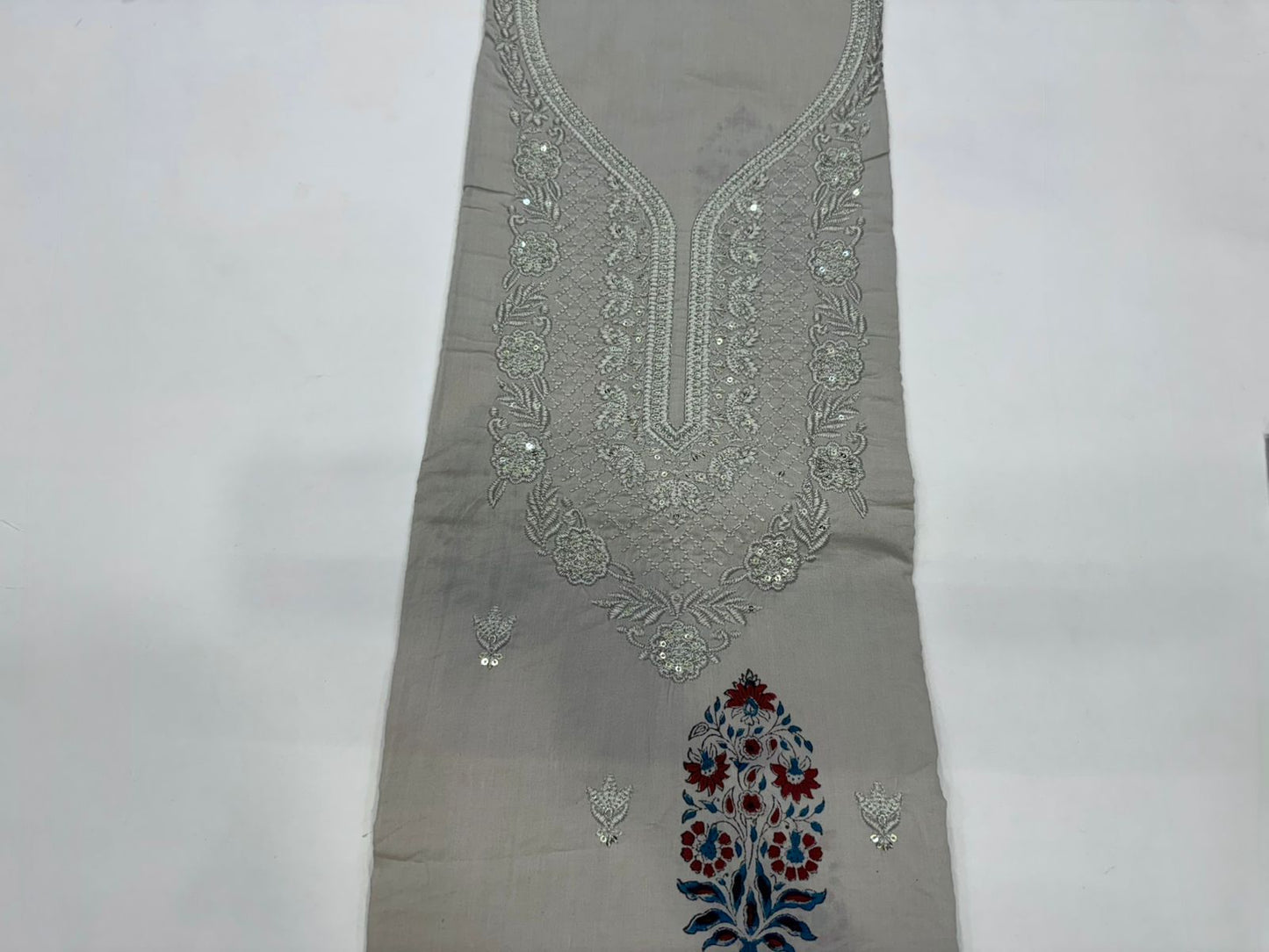 Cotton Self Embroidery Suit with Cotton Dupatta