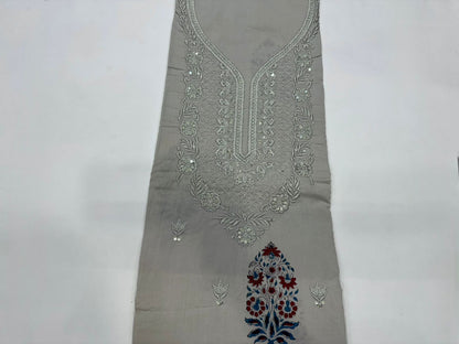 Cotton Self Embroidery Suit with Cotton Dupatta