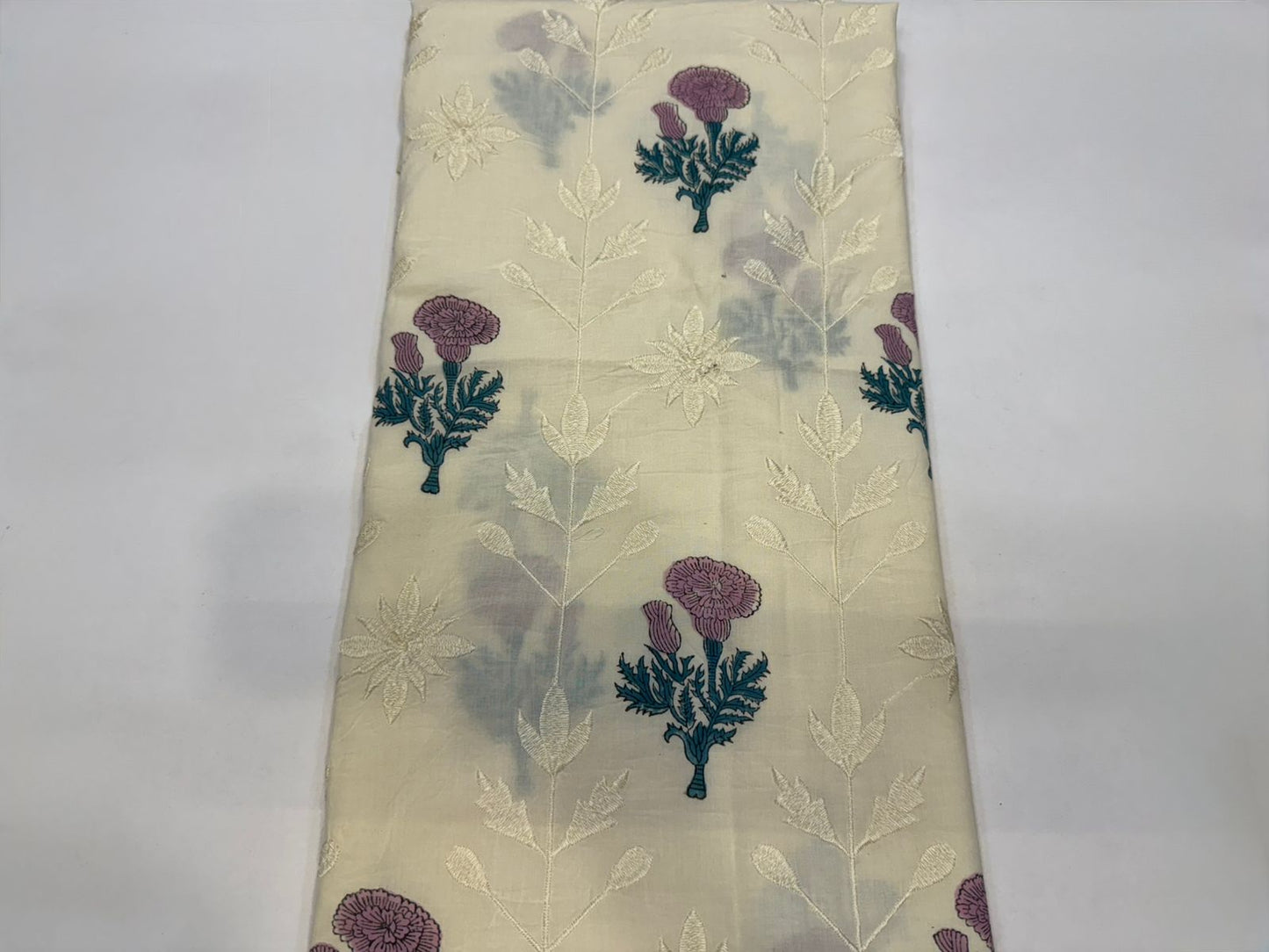 Cotton Self Embroidery Suit with Cotton Dupatta