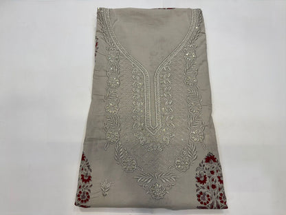 Cotton Self Embroidery Suit with Cotton Dupatta