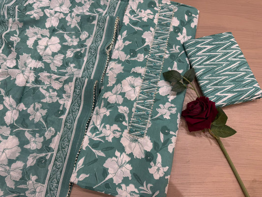 Cotton Embroidery Suit with Cotton Dupatta