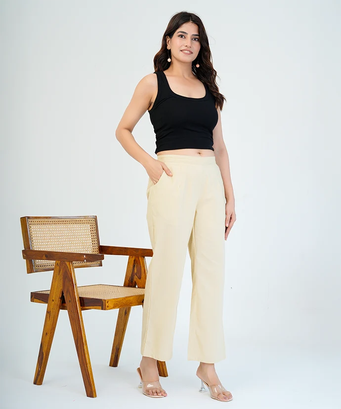 Beige Wide Leg Pant