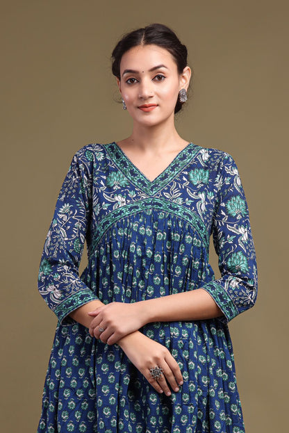 cotton printed kurti pant set