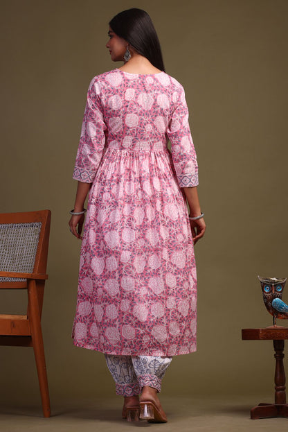 cotton printed kurti pant set