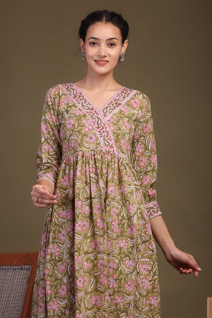 cotton printed kurti pant set