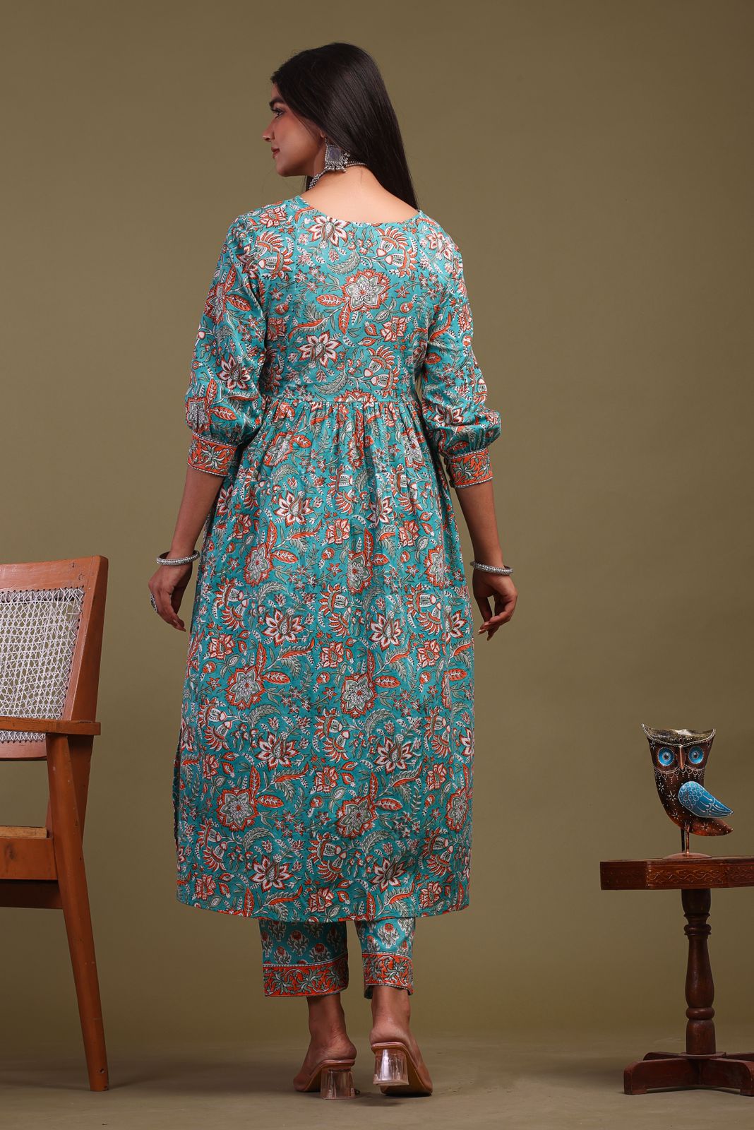 cotton printed kurti pant set