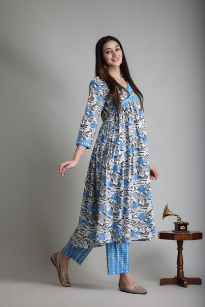 cotton printed kurti pant set