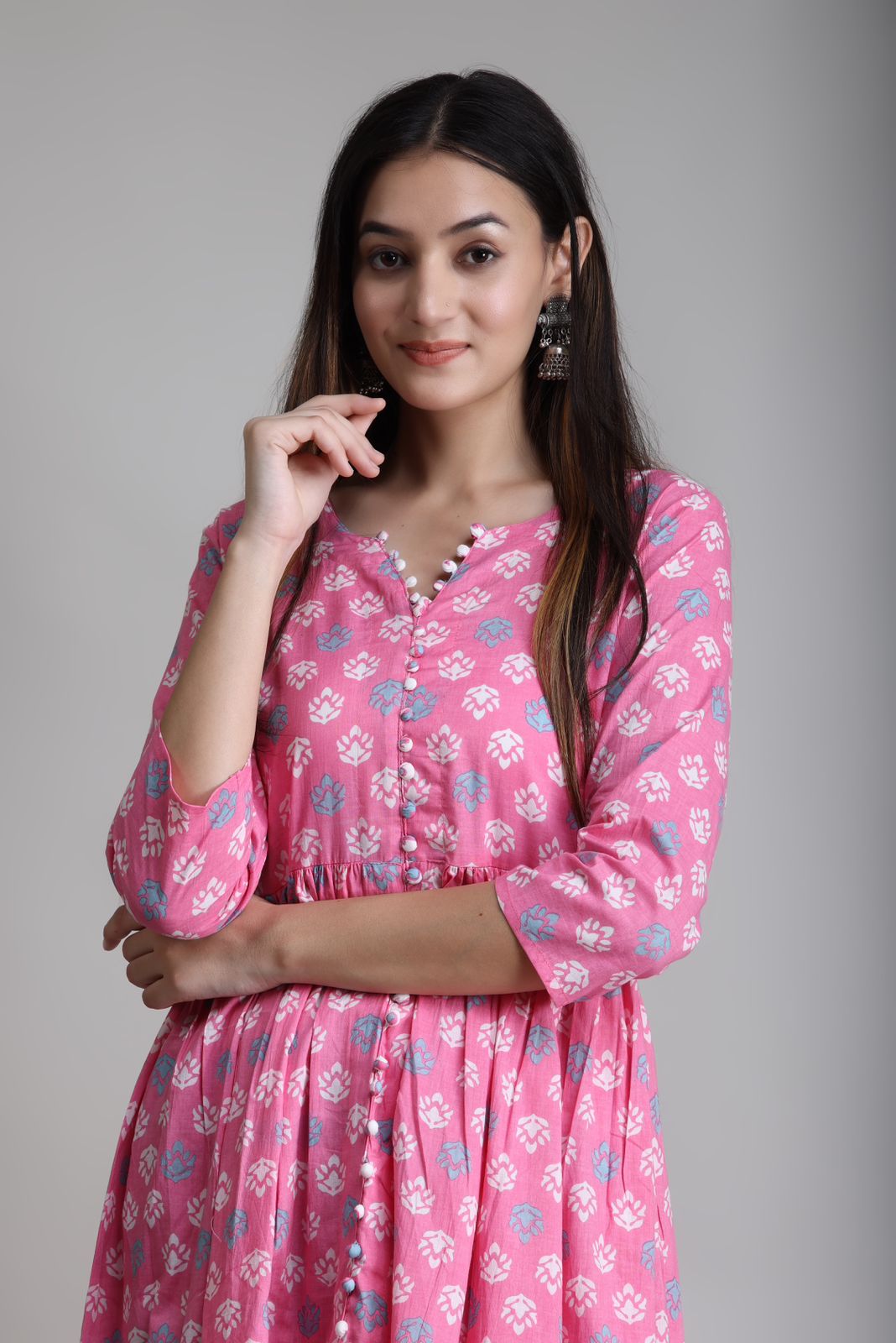 cotton printed kurti pant set