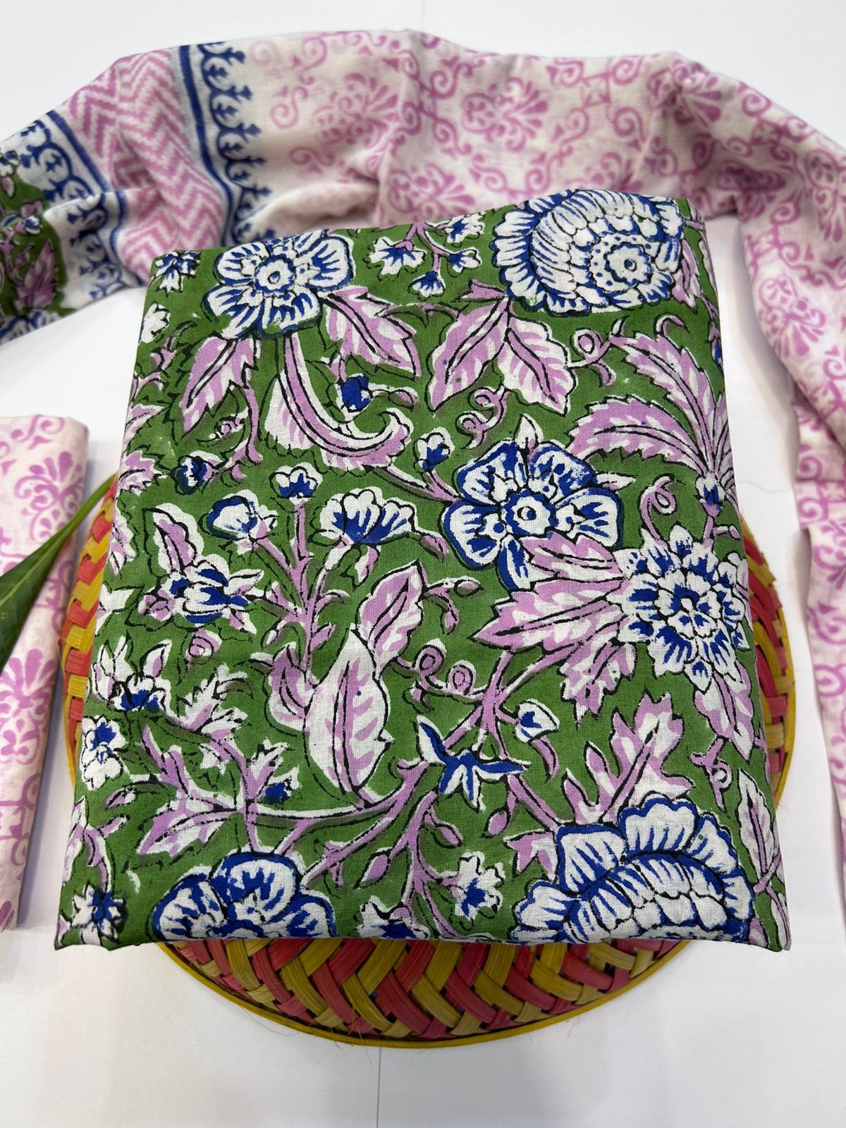 hand block printed cotton dupatta suit