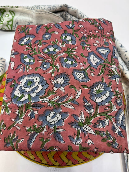 hand block printed cotton dupatta suit