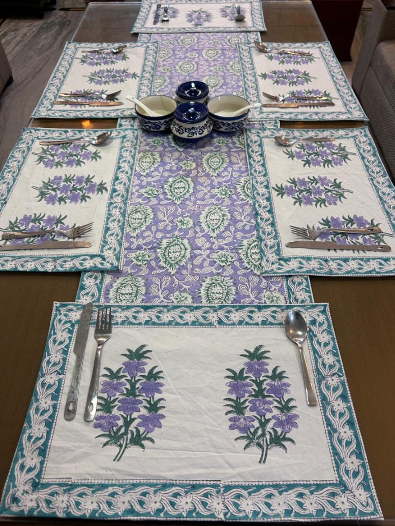 Hand Block Printed Dining Mat Set