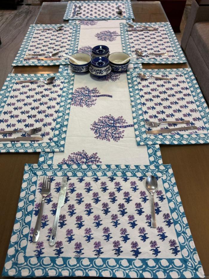 Hand Block Printed Dining Mat Set