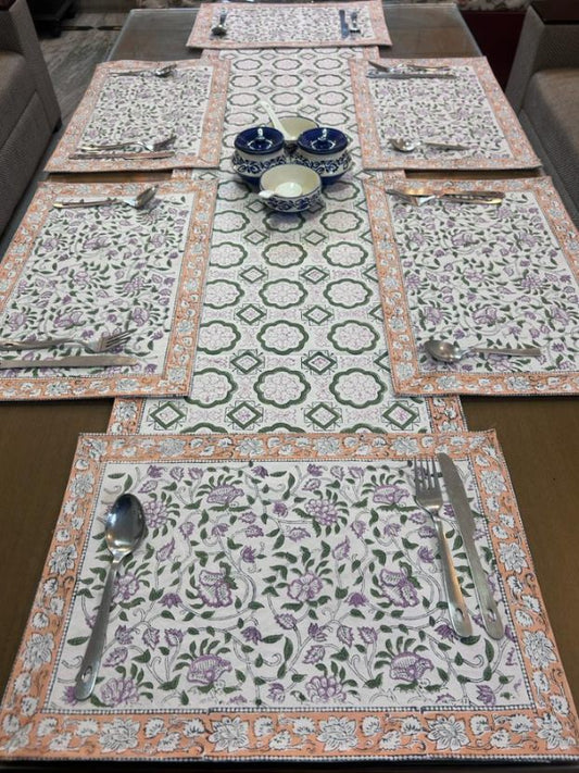 Hand Block Printed Dining Mat Set