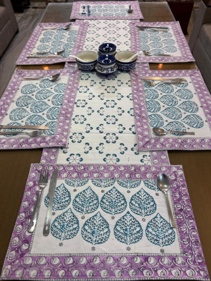 Hand Block Printed Dining Mat Set