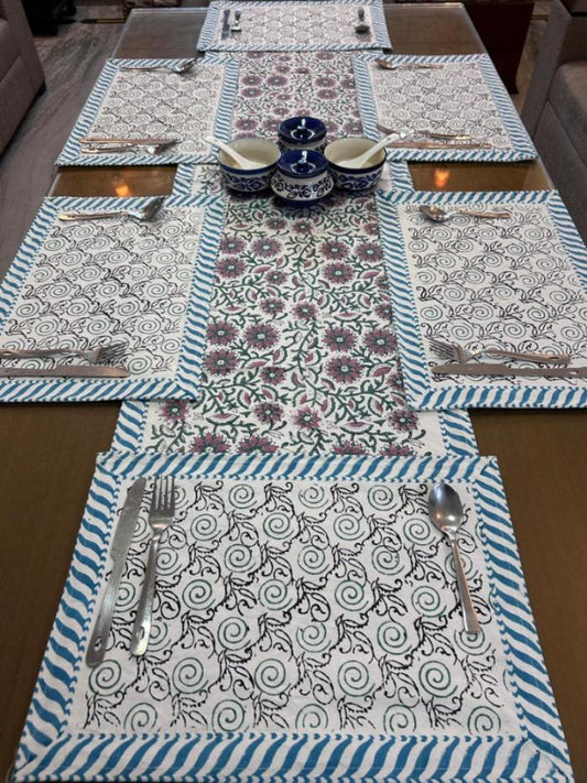 Hand Block Printed Dining Mat Set