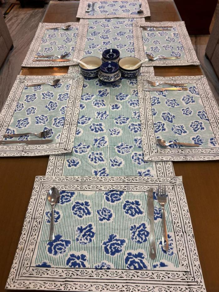 Hand Block Printed Dining Mat Set