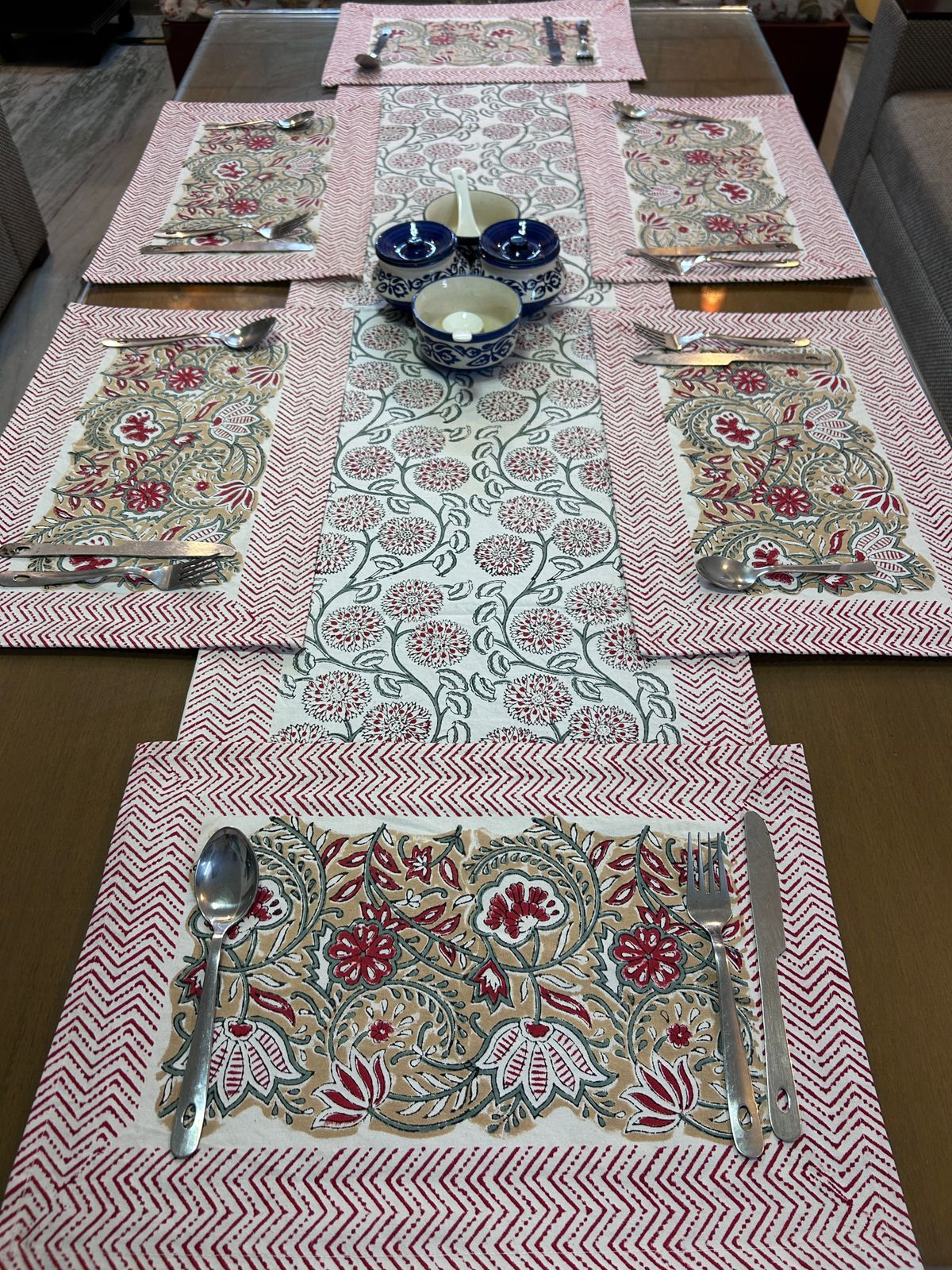 Hand Block Printed Dining Mat Set