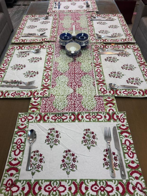 Hand Block Printed Dining Mat Set