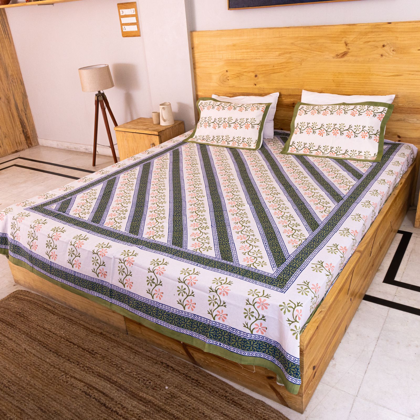 hand block printed bedsheet