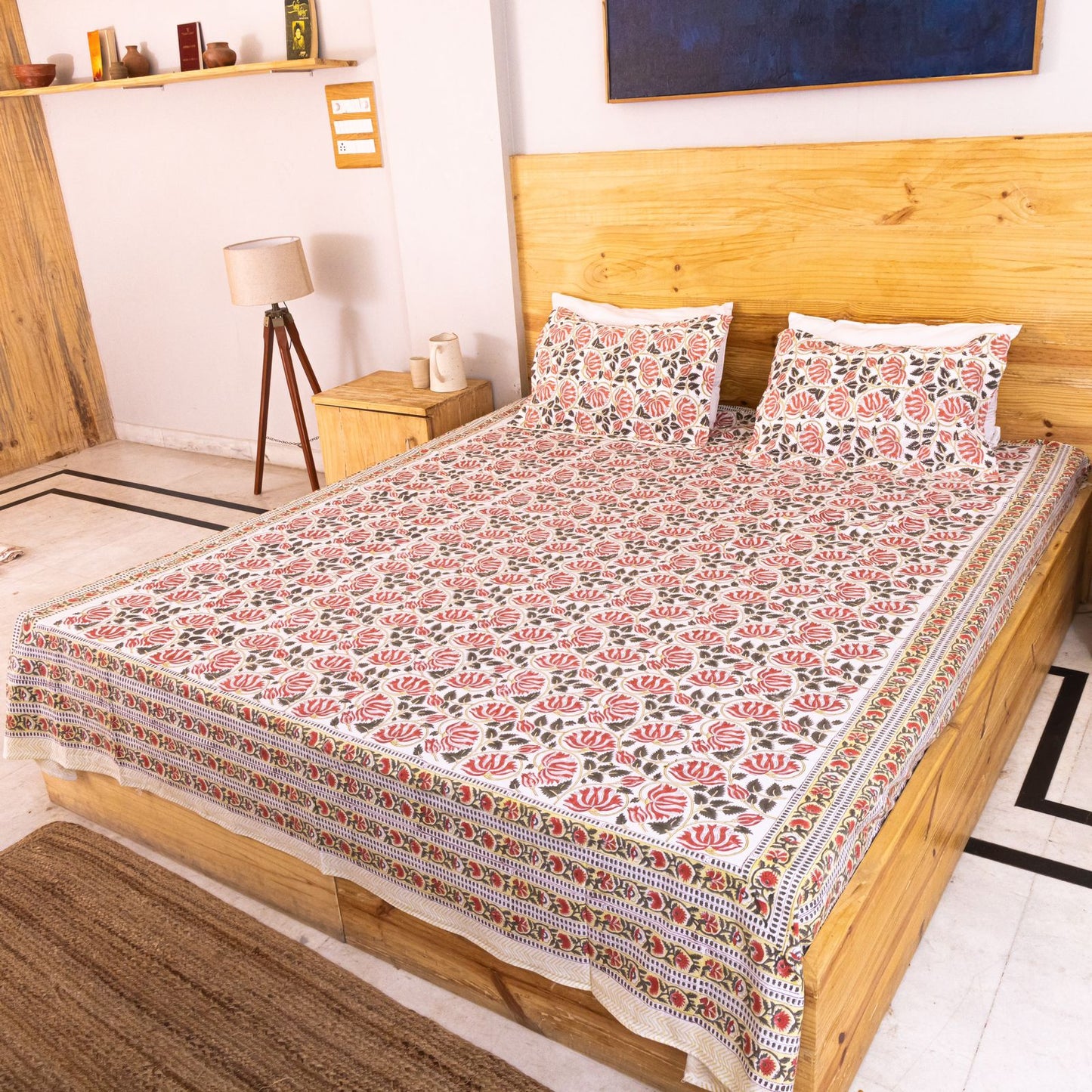 hand block printed bedsheet