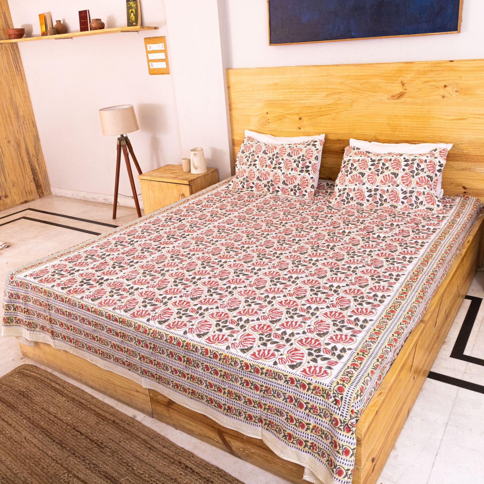 hand block printed bedsheet