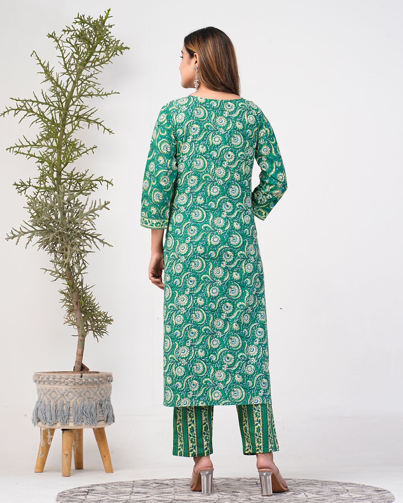 cotton printed kurti pant set