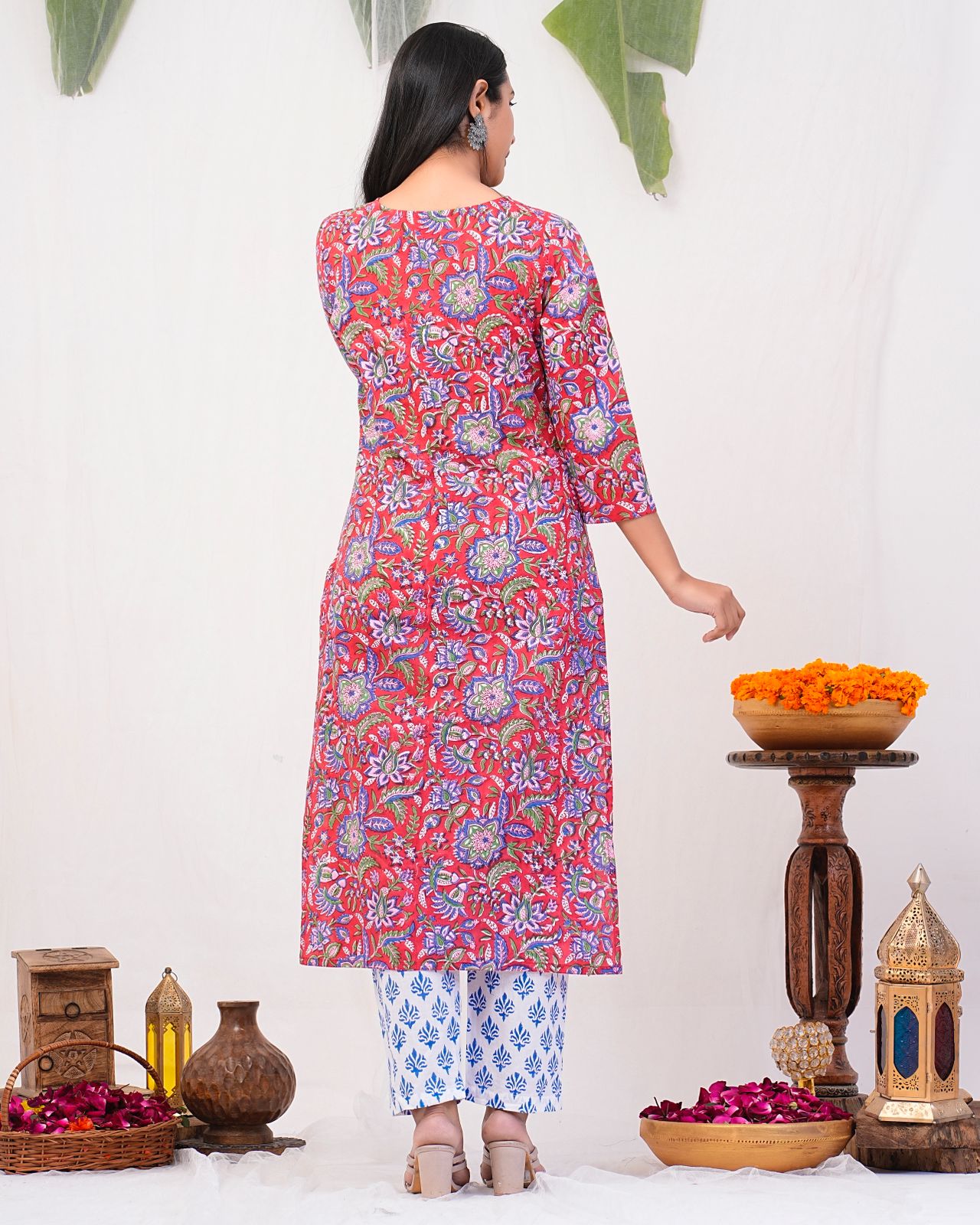 cotton printed kurti pant set