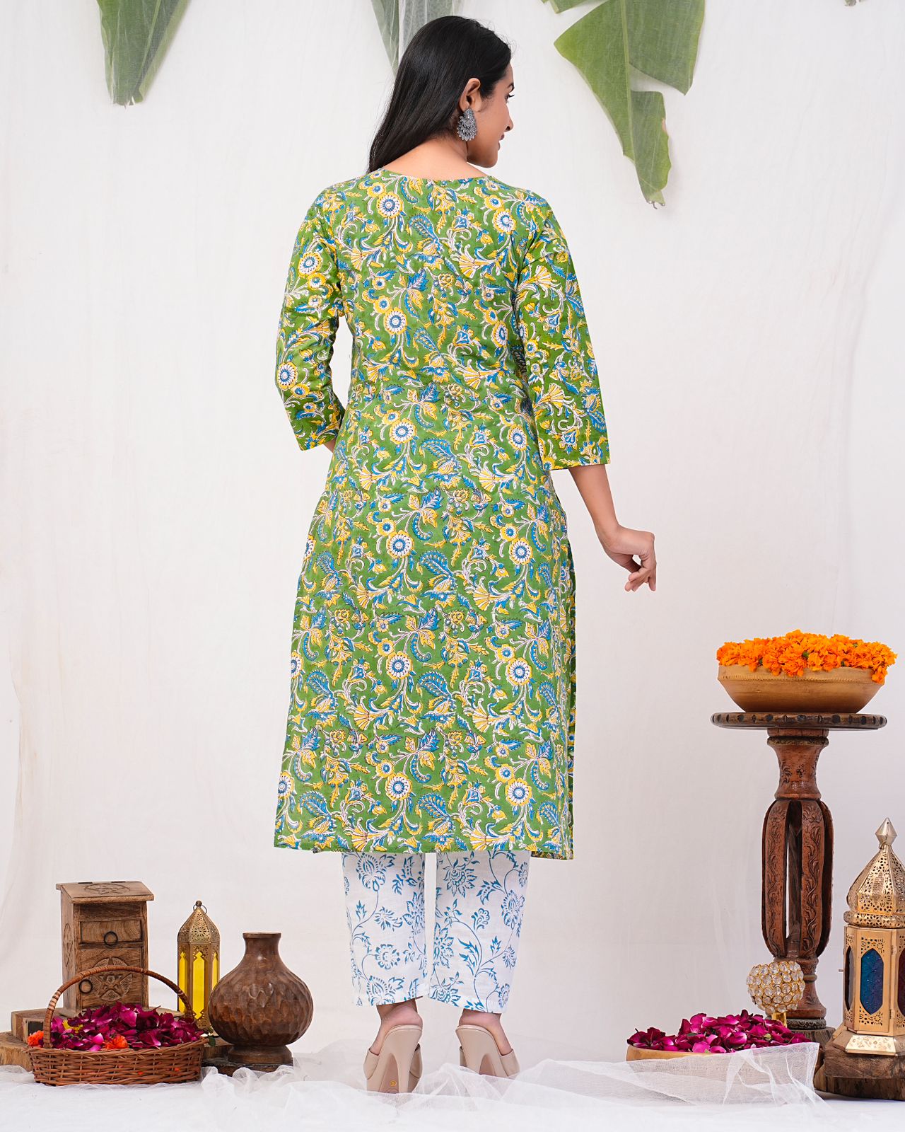 cotton printed kurti pant set