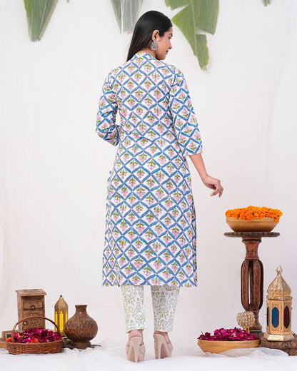 cotton printed kurti pant set