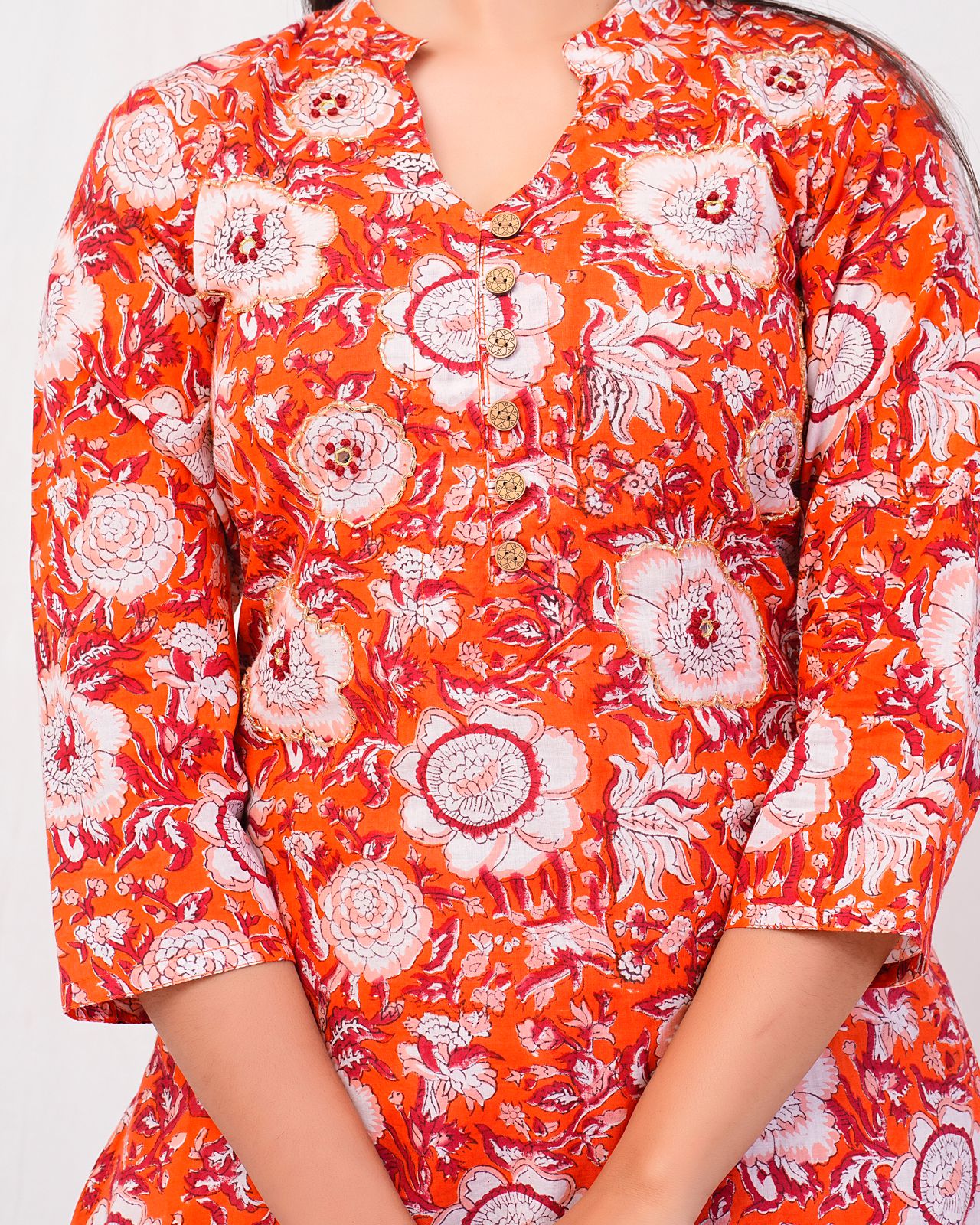 cotton printed kurti pant set