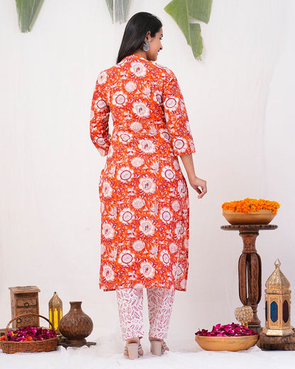 cotton printed kurti pant set