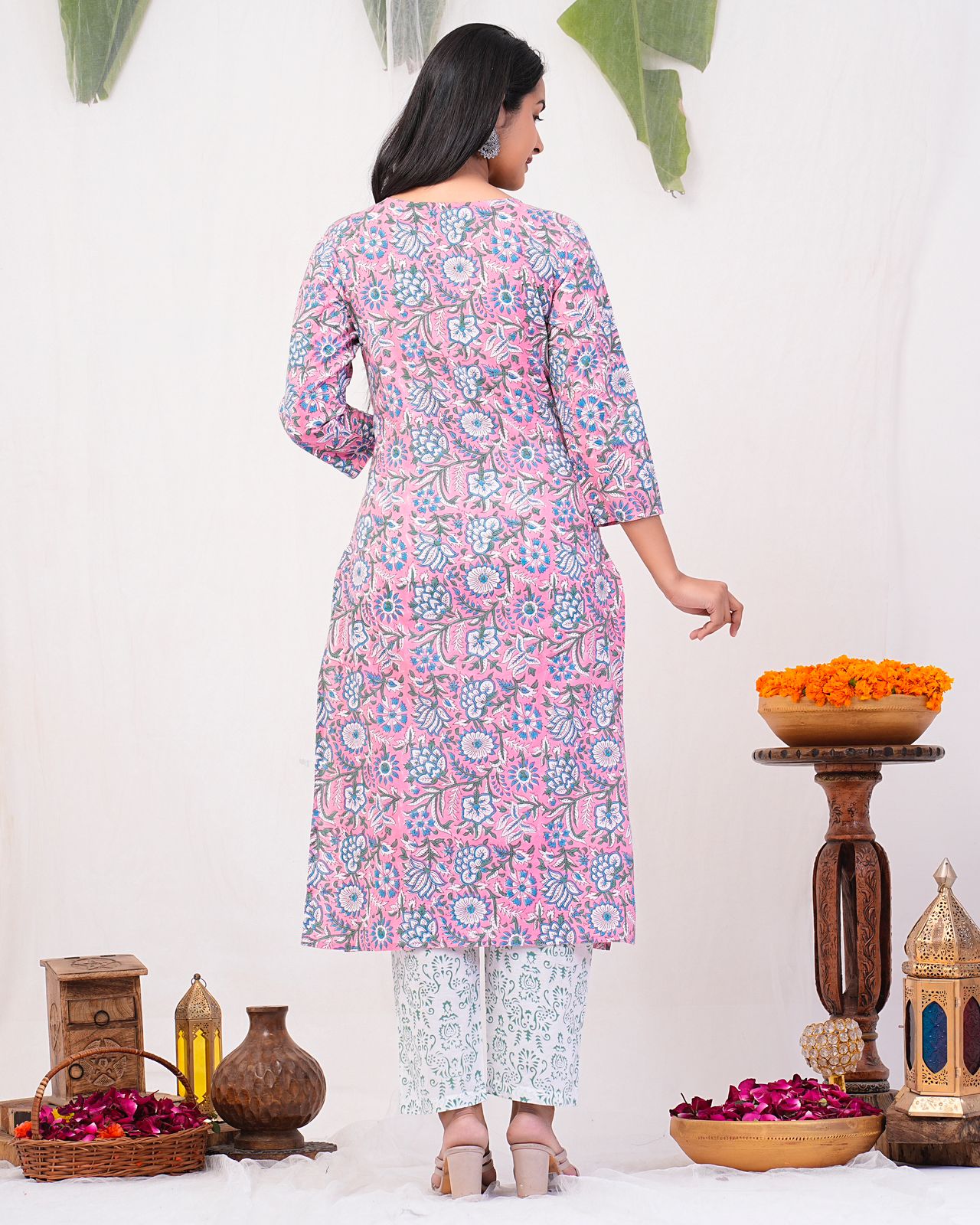 cotton printed kurti pant set