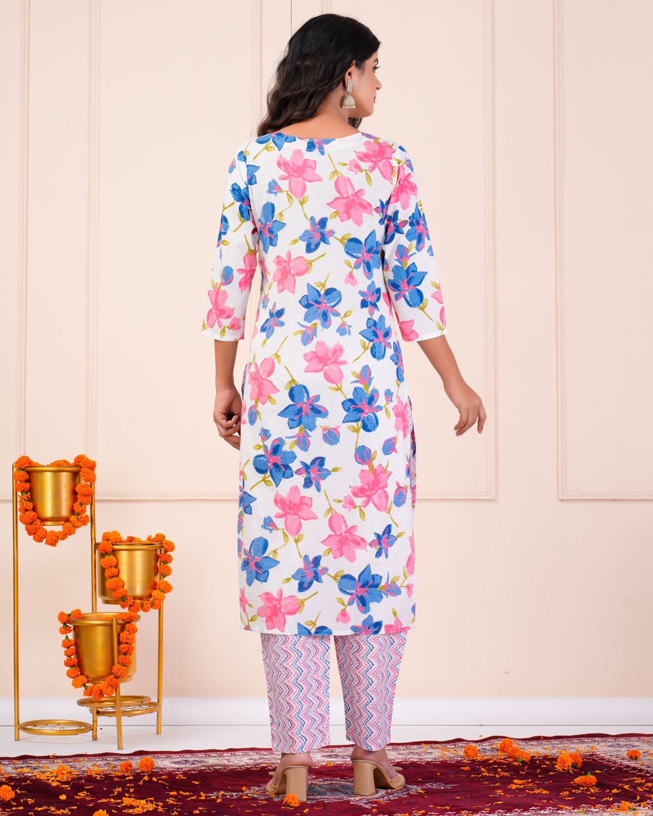 cotton printed kurti pant set