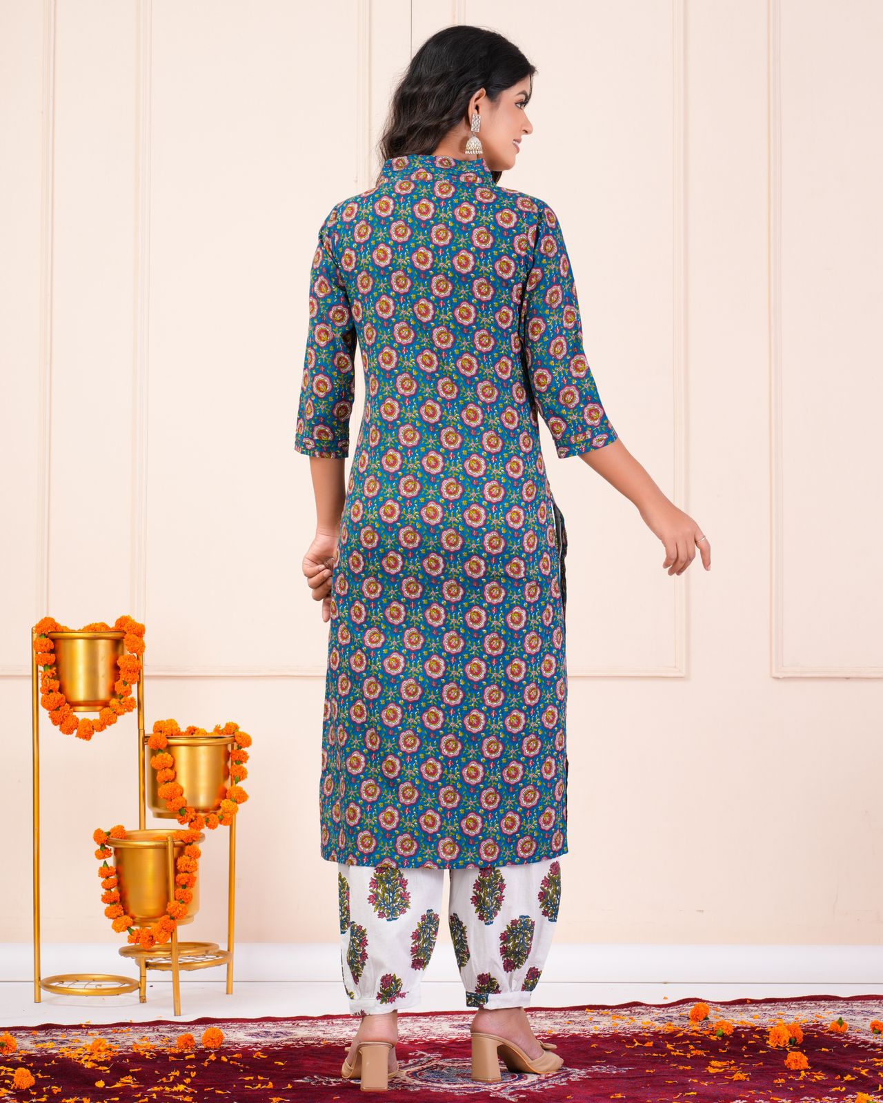 cotton printed kurti pant set