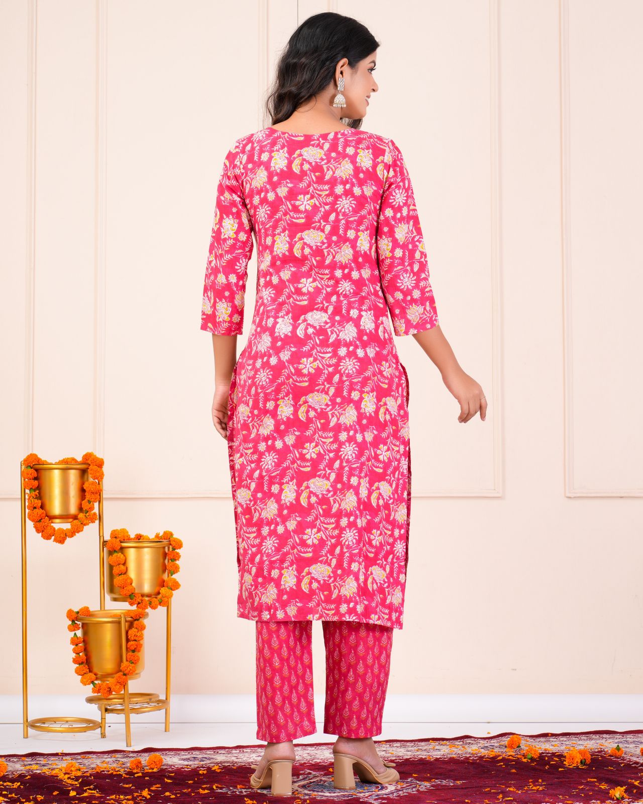 cotton printed kurti pant set