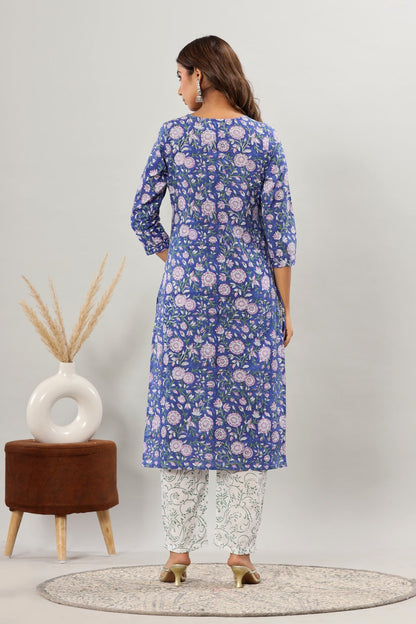 cotton printed kurti pant set