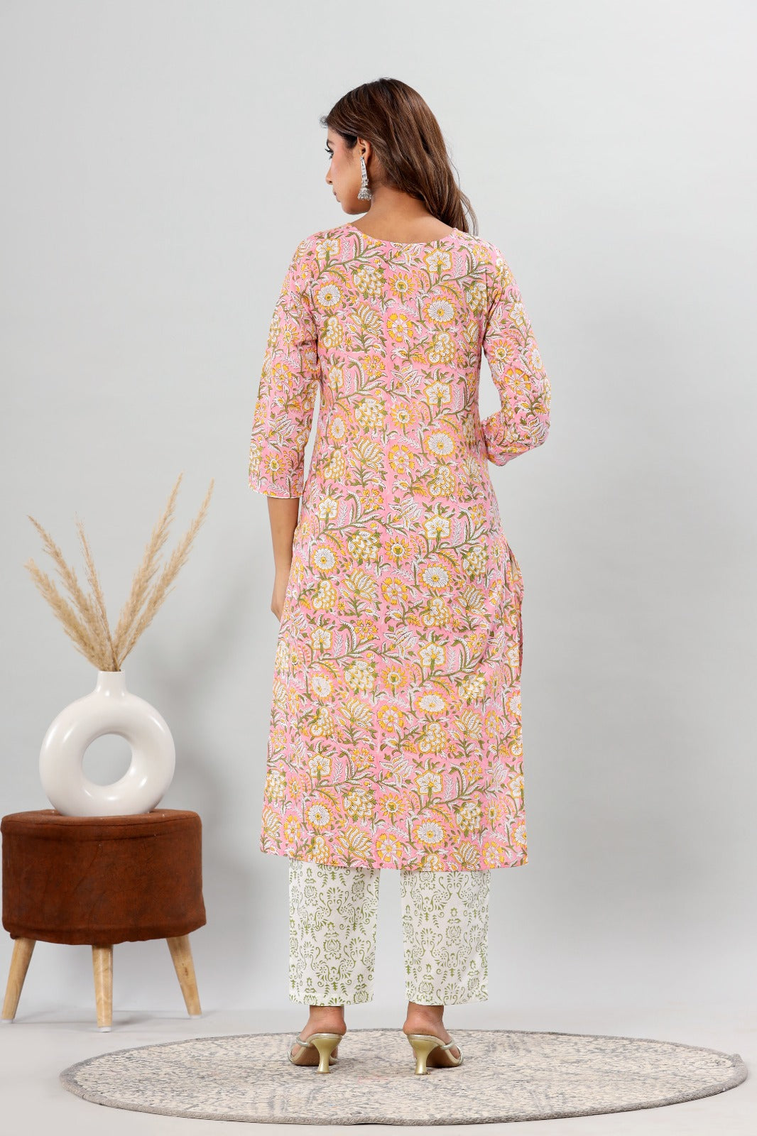 cotton printed kurti pant set